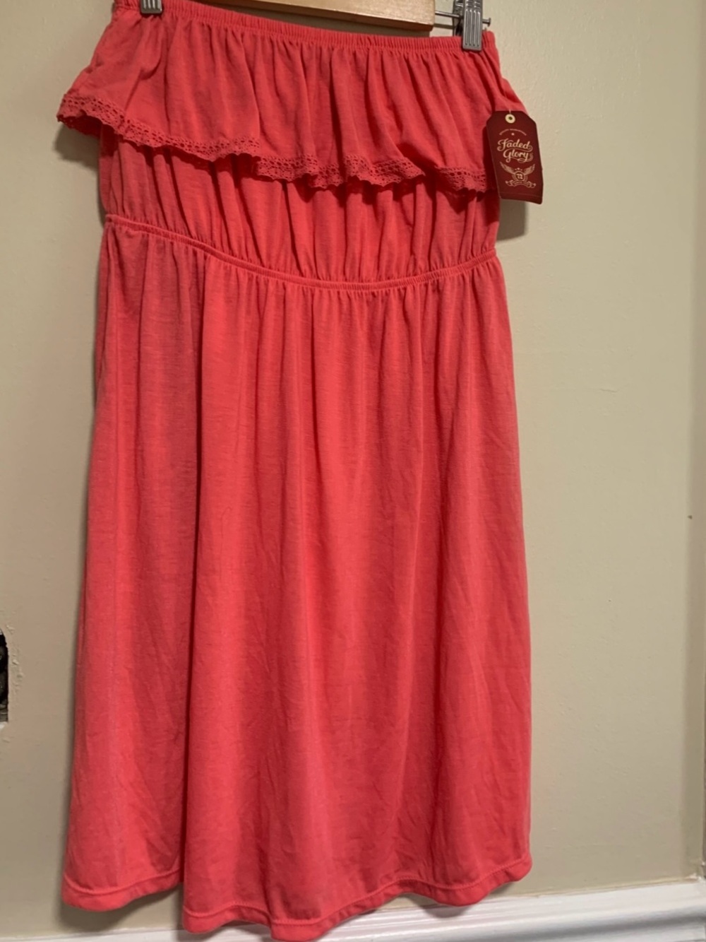 Faded Glory Coral Ruffle Strapless Casual Dress